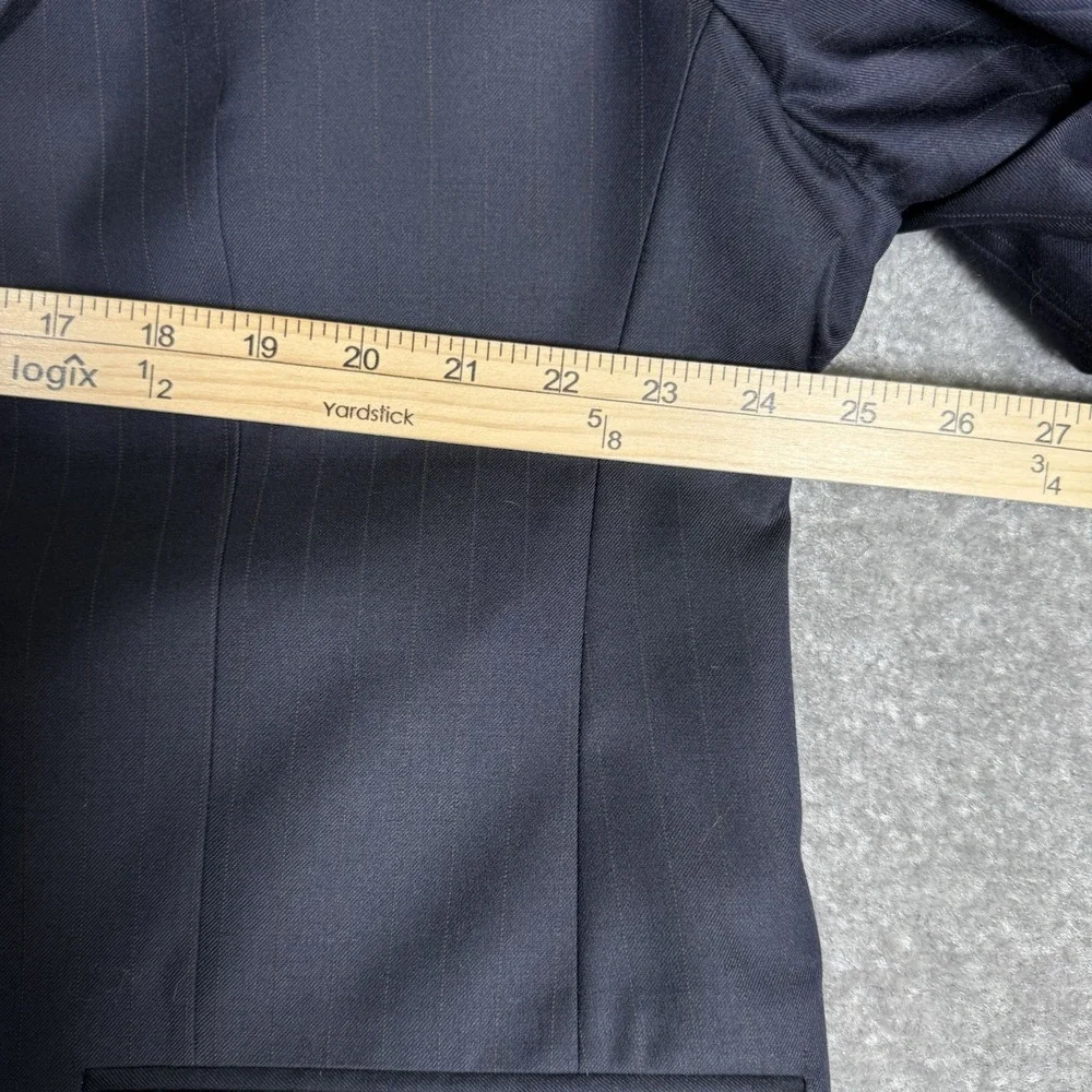 Vintage‎ Burberry Blazer Men's 48L Navy Blue Super 100s Wool Striped Jacket